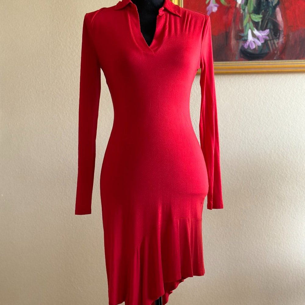 Marciano Holiday Cocktail Long-sleeve Party Mini Red Dress Size XS